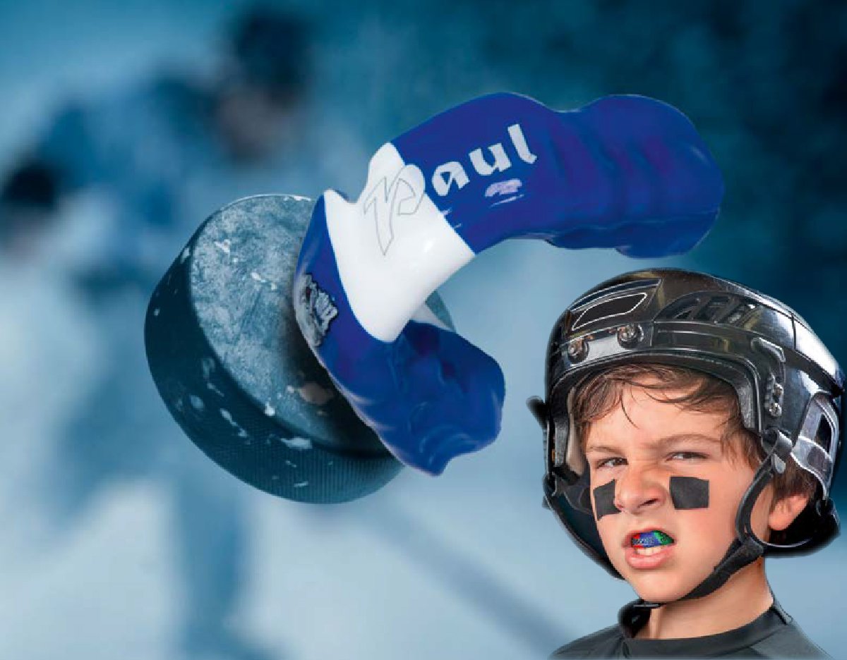 Sportmundschutz in blau-weiß für Kind Paul
